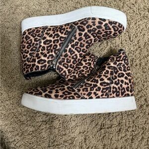 Leopard Print High-Top Sneakers